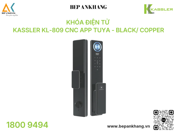 Khóa điện tử Kassler KL-809 CNC App Tuya - Black/ Copper